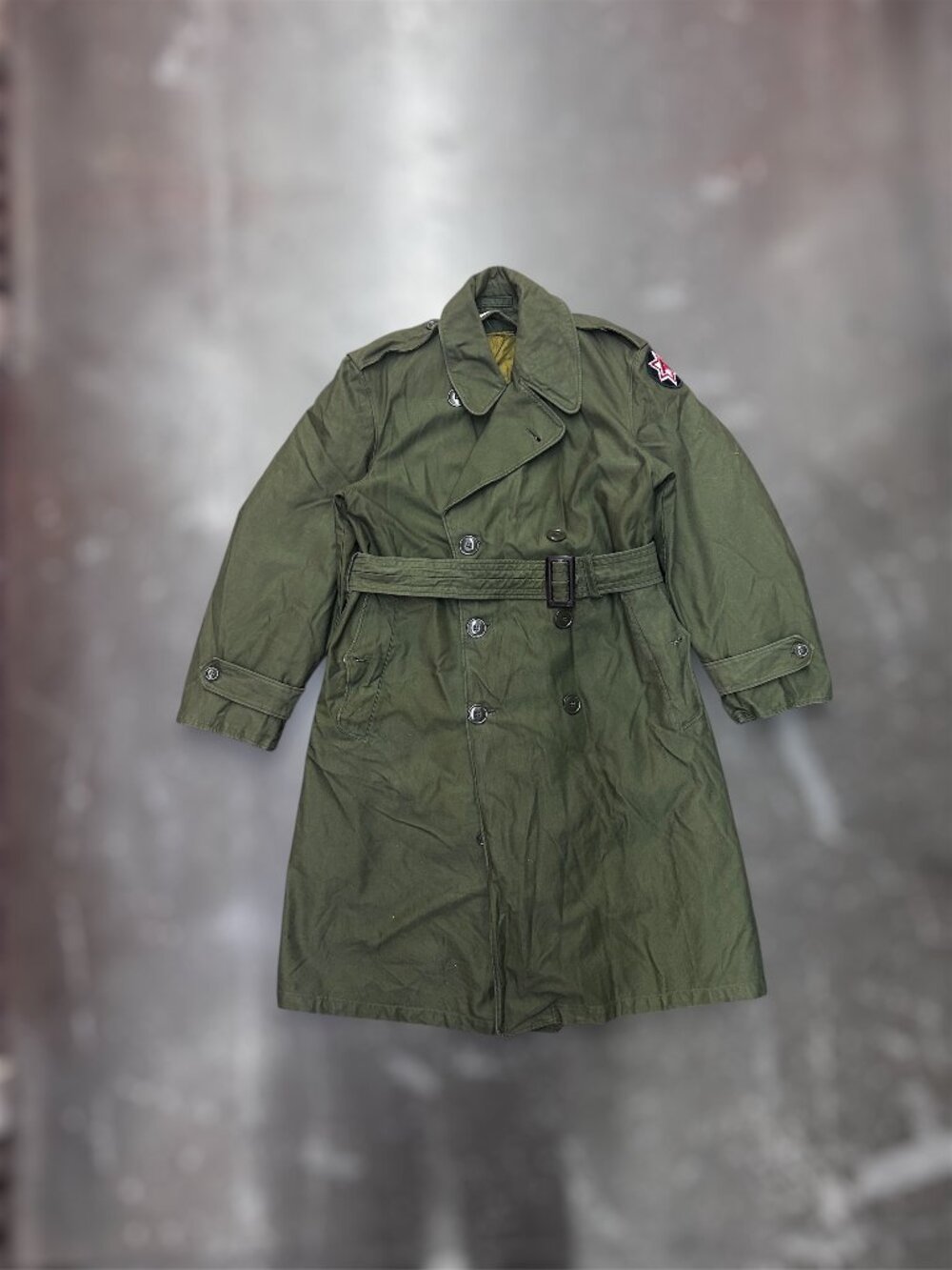 Vintage US Army OG-107 Trench Coat Small Short Military Overcoat Removable Liner